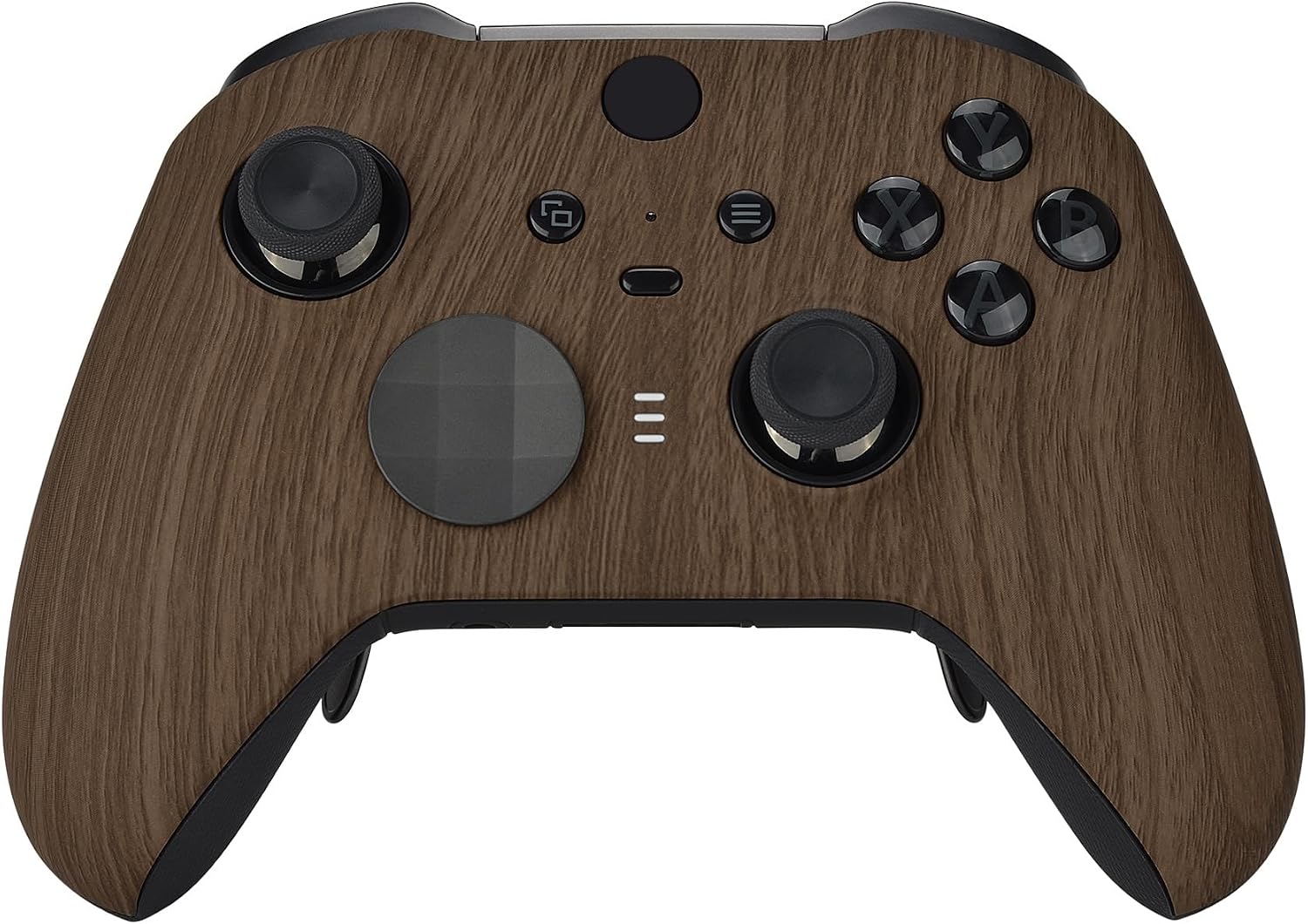 eXtremeRate Carcasa para Xbox One Elite Mando, Accesorios Reemplazables, Funda Protectora Placa Frontal con Anillos de Joystick para Xbox One Elite Series 2 Modelo 1797 - Grano de Madera