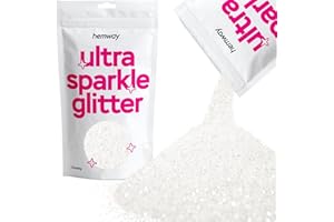 Hemway GROSSE premium Multi Purpose Glitter 1/40 0.025 625 microns 0,6 mm poussière/poudre 100 g / 3,5 oz Couleurs unique pour une utilisation avec de l'artisanat Verre à vin Art - Blanc