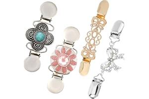 NAMIS 4 Piezas Suéter Clip Vintage Cardigan Clip Chal de Suéter Retro Cárdigan Collar Clips Mujer Clip Suéter Cuello Clip de Bufanda Creativo Accesorios Fijos para Tops Cárdigans Vestidos Bufandas