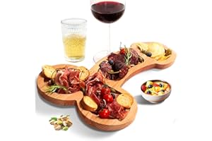 Kyduu Planche à apéritif, Planche à Fromage en Bois,Plateau à Fromage Ensemble,Bois Massif et Planches à Charcuterie Convient Coutellerie Amusante Cuisine pour Les Pique niques et Les fêtes (S)