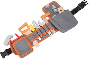 New Classic Toys 18285 Ceinture à Outils réglable avec Outils de Jeu colorés et Accessoires en Bois