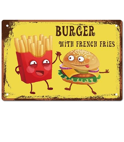 1 Pezzo, Cartello In Latta In Metallo Fast Food Hamburger Hot Dog  8 X12 20cm 30cm Vintage Plaque Coffee Shop Pub Restaurant Kitchen Dining Room Home Wall Decor P 27830078