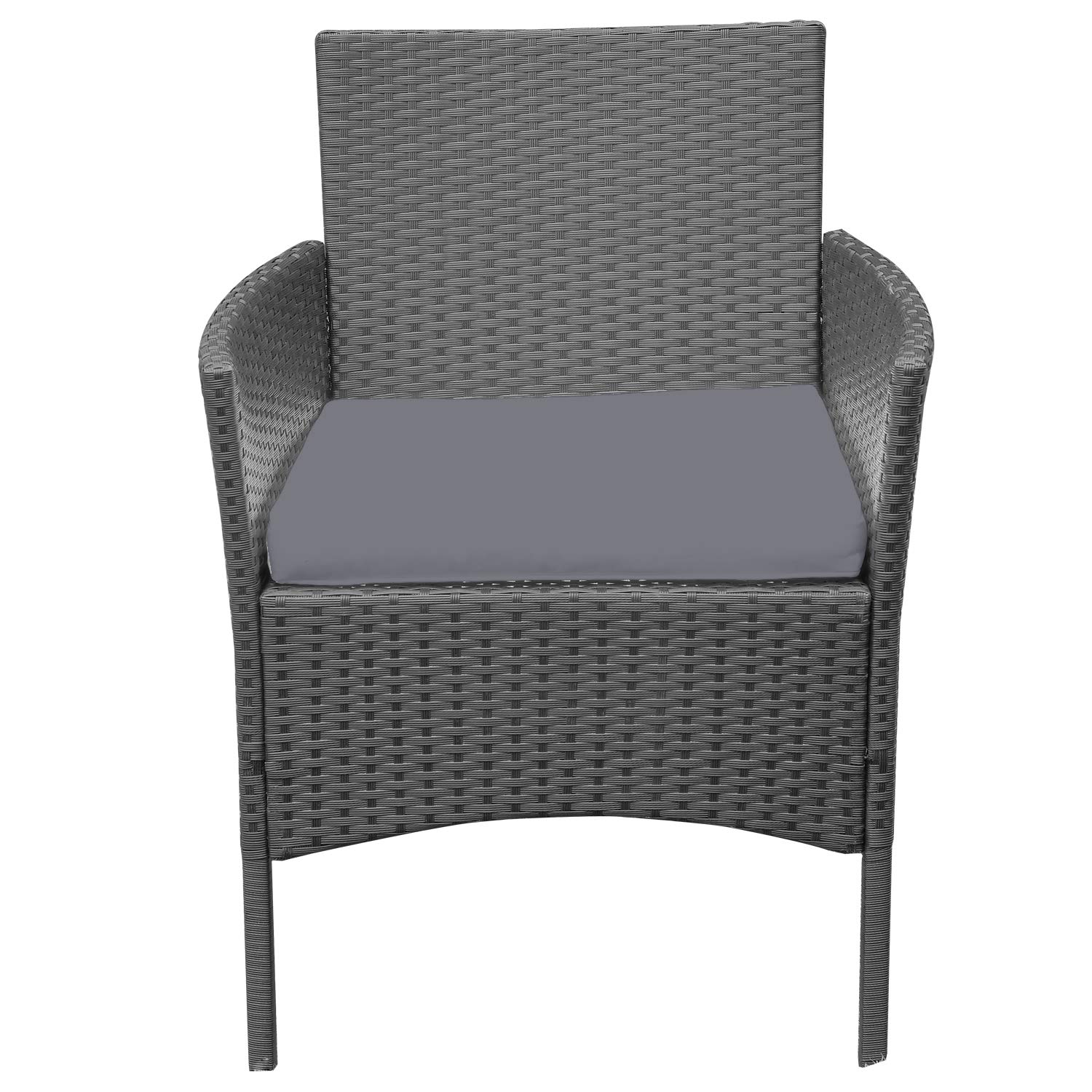 UISEBRT Balkonmöbel Set - Gartenmöbel Set Polyrattan Sitzgruppe Lounge mit 2-er Sofa, Tisch, Singlestühle und Anthrazit Sitzkissen, Schwarz – Bild 4