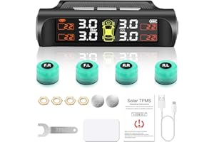 Liwogi Tpms Sistema de Control de Presión de Neumáticos 6 Bar Solar Monitor de Presión de Neumáticos con Sistema de Alarma con 4 Sensores Iluminados para Camión Autocaravana