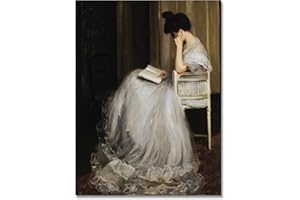 uoyien Vintage Französische Leinwand Wandkunst Berühmte Kunstwerk Frau Lesen Porträt Ölgemälde Dark Academia Ästhetischer Druck 19. Jahrhundert Antikes Poster Retro Galerie Schlafzimmer Dekor 30,5 x