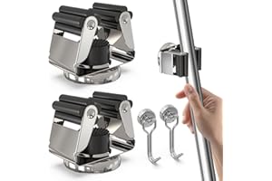 3-H Appendi Scope a Muro Magnetico Forte 2 Pezzi, Portascope da Muro Acciaio Inox Porta Scope Parete Impermeabile, 12.5KG con 2 mini Ganci Magnetici per Bagno, Garage, Giardino, Cucina