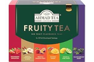 Ahmad Tea Gifts | Fruit Tea Selection Pack | Black Fruit teas | Perfect tea gift | 60 Teabag Sachets | 6 Flavours