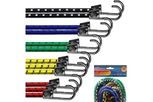 REZOLITE Bungee Cords with Hooks – 12pcs Heavy Duty Bungee Straps for Caravan, Camping RVs, Trunks, Camping Gear, Tarps, Garden Furniture, Trailers, DIY & Outdoor Storage