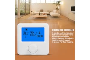 YANMIS Controlador de Temperatura, termostato de calefacción Termostato Digital con Pantalla Grande Pantalla LCD Colgante de Pared para Control de Temperatura Ambiente (Blanco)