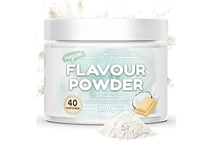 ‎HE-JU Geschmackspulver Weiße Schokolade Kokosnuss, 1x 200g Flavour Pulver White Choco Coco Kiss, Premium Flavor Powder vegan, glutenfrei und Diabetiker geeignet mit nur 9 kcal pro Portion
