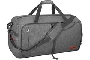 CANWAY Faltbare Reisetasche Leicht Sporttasche mit Abnehmbar Schulterriemen & Schuhfach Reisegepäck für Reisen Sport Gym Urlaub (Grau, 115L)…