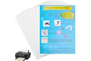 lompyeu 10 Pezzi Fogli in Plastica Termoretraibile Stampabile,A4 Magica Shrink Plastic, Kit di Plastica Termoretraibile per Fai-da-Te Artigianato