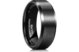 King Will Tungsten Carbide Wedding Band for Men - 8mm Black High Polished Wedding Band with Blue Green Sand Inlay for Everyday Wear Comfort Fit Men Size N to Z