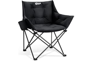 Portal Comfy Camping Chair for Adults Deluxe Padded Tub Folding Chairs Outdoor Lightweight Wide Seat Heavy Duty Load 150KG Luxury Collapsible Moon Festival Chair for Large People Garden Balcony Patio