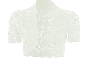 JM CLOTHING K19 - Cardigan a maniche corte per bambine e ragazze, lavorato all'uncinetto, bolero, per abiti, coprispalle