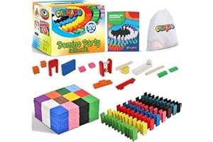 Calmado - 370pcs Pierres Domino/Dominos en Bois Domino Party Edition XXL Ensemble + Sac + Livret + Accessoires
