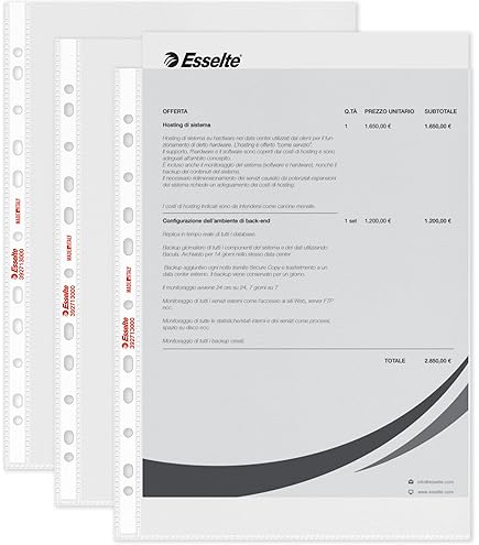 Cartelline Portadocumenti OFFICER A4 - 100 Pezzi, Trasparenti, Perforate, In Polipropilene - Foto 6