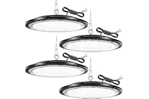 TODEHI 4Pack 200W UFO High Bay Luz, Proyector LED Luz de Almacén, Iluminación de Sala Industrial de Taller Lámpara, 6500K Frío LED de Iluminación Para Almacén, Garaje, Fábrica, Taller Gimnasio