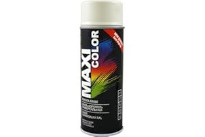 Maxi Color New Quality Lakier w sprayu, połysk, 400 ml, uniwersalny spray nitrocelulozowy, szybkoschnąca farba w sprayu (RAL 9010, czysta biel, błyszcząca)