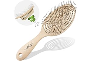 marQus Bio szczotka do włosów bez plątania, z podwójną sprężyną spiralną i więcej włosia, idealna do rozkładu ciśnienia i pielęgnacji, dla każdego rodzaju włosów, 1 szt., kolor Creme Natur