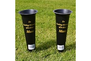 Angraves Set of 2 Mum In Loving Memory Spiked Memorial Grave Flower Vases