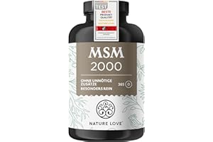 ‎NATURE LOVE NATURE LOVE® MSM 2000mg mit Vitamin C - 365 laborgeprüfte Tabletten - Kompakteres MSM Pulver als bei Kapseln - Ohne Zusätze, hochdosiert, vegan, in Deutschland produziert