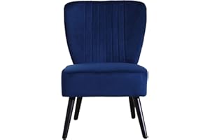 Neo® Crushed Velvet Shell Scallop Accent Occasional Chair Armchair Dining Furniture (Midnight Blue, 1)