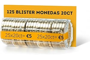 ALEJANDRO FUENTES Lot de 125 rouleau piece de monnaie 20cent, 125 rangement pieces de monnaie 20cent | Organise et protège votre argent en tubes à monnaie en papier