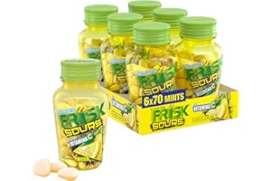 Frisk Sour Lemon, Caramelle Dure, Gusto Limone, senza Zucchero, Confezione da 6 Barattoli con 70 Microcompresse, adatto Fuori Casa o a Lavoro, da Portare Sempre con Te