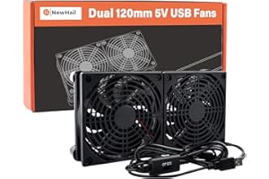 NewHail Ventola silenziosa 2 in 1 Dual USB 120 mm Dual Ball Bearings, ventola USB 5 V, con L/M/H 3 velocità regolabili, cavo da 190 cm per router, modem, ricevitore, DVR, PlayStation, Xbox