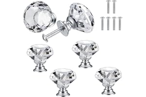 QUIIEOSKIA 6 szt. Gałki do mebli, Gałki do szafek, kryształowe gałki do mebli, uchwyty do mebli, uchwyty do mebli, gałki-30 mm
