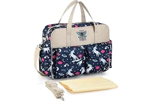 SONARIN Lightweight Large Capacity Baby Nappy Changing Tote Bag,Waterproof Baby Changing Bag Satchel Messenger Bag Travel Diaper Bag with Shoulder Strap & Changing Mat
