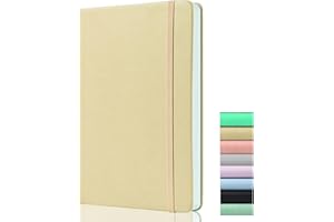 GDMLUP Bullet Dotted Journal - bullet Cuaderno - A5 Dotted Journal con Papel Grueso de 120gsm, 172 Páginas, Bolsillo Trasero, Banda Elástica, 2 Cintas de Marca, Diario Punteado de Tapa dura Premium, Beige