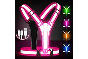 Fokia Kunbio Reflektierende LED-Laufweste, beleuchtete Weste, Läufer, Nachtlaufen, USB-wiederaufladbar, bis zu 11 Stunden Licht mit Verstellbarer Taille/Schulter für Damen, Herren
