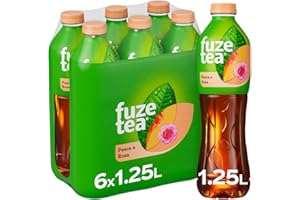 Fuze Tea, Bevanda Rinfrescante Analcolica di Té al Gusto Pesca e Rosa, con Zuccheri ed Edulcorante - 6 Bottiglie da 1.25 L