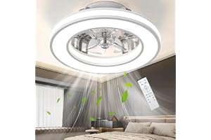 Ateroll Ceiling Fans with Lights 41.5CM, Quiet Ceiling Fan Light Reversible Motor, Remote Control 6 Speed, Dimmable 3000K-650