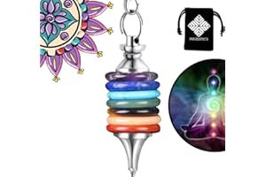 Majestic's Pendule Divinatoire de Radiesthésie 7 Chakras (Nouvelle Version 2024), en Pierres Naturelles : Quartz Améthyste Aventurine Jaspe – Pendule Sept Le Plus Complet [𝐆𝐀𝐑𝐀𝐍𝐓𝐈𝐄 𝐀 𝐕𝐈𝐄]