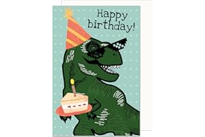 Edition Seidel Kartka urodzinowa premium z kopertą. Kartka z życzeniami Billet Happy Birthday Humor Zabawny Mężczyzna Chłopiec Nastolatki Dzieci Fajny Dino Party (G3462 SW023)