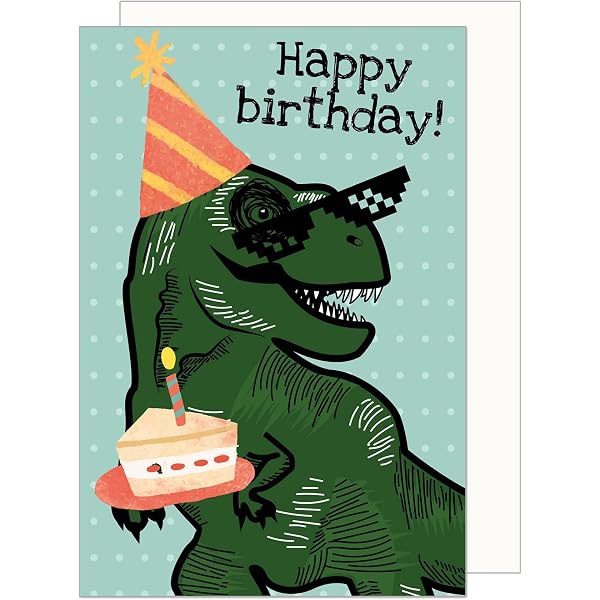 Carte Anniversaire Dinosaure Garçon 5 Ans - Joyeux 5e Anniversaire - Avec Autocollants - Pour Fils, Frère, Enfant - 4