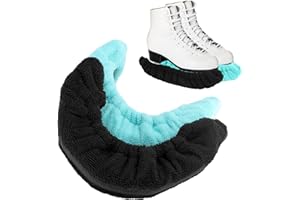 jiawaggag 2 Paare kufenschoner schoner für Schlittschuhe Eishockey elastische für Damen Herren schlittschuh zubehör mit verstärkter Laufschiene Schlittschuh Soakers frottee Größe L Blau Schwarz