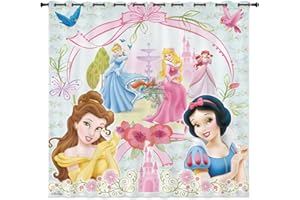 LKFFHAVD Disney Lot de 2 rideaux occultants avec impression 3D à œillets Cendrillon, Raiponce - Pour chambre à coucher et chambre d'enfant (220 × 215 (l x H) - 30