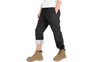 CAMLAKEE Boys Waterproof Softshell Trousers Kids Fleece Lined Outdoor Pants Walking Joggers