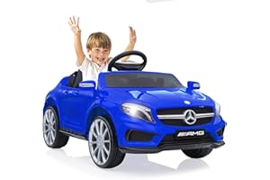 LIUFASHI Coche eléctrico para niños de 12V Mercedes Benz AMG,Vehículos Eléctricos Juguete de 2 Puertas con Mando a Distancia 2.4G,MP3,Luces LED y cinturón de Seguridad para niños a Partir de 3 años,Azul