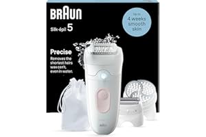 Braun Silk-épil 5, Depiladora Eléctrica Para Una Eliminación Del Vello Fácil, Piel Suave Duradera, 5-060, Blanco/Flamenco