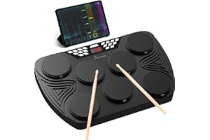 OYAYO Tabletop Electric Drum Set, Portable Electronic Drum Kit with LED Display and Built-in Speakers, E-Drums Support PC Connection for Gift for kids and Adult Beginners