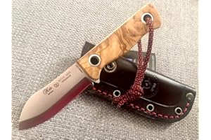 CUCHILLERIA DEPORTIVA Nieto - 1046-O. Cuchillo Miguel Nieto Mini Sioux NESSMUK. Mango de Olivo. Hoja 8 cm. Funda Cuero. Herramienta para Caza, Pesca, Camping, Outdoor, Supervivencia y Bushcraft