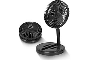 TOWEAR wentylator biurkowy USB, przenośny składany wentylator biurkowy, 360 stopni, 3-biegowy wentylator stołowy, 6000 mah (czarny)