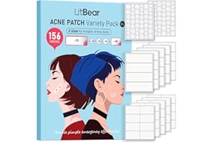 ‎LITBEAR LitBear Große Akne Patches (5 Größen, 156 Stück), Akne Patches für Gesicht, Kinn, Rücken oder Körper, Hydrokolloid Akne Patches für alle Hauttypen