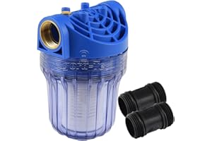 Agora-Tec® - Filtro acqua piccolo con pressione massima di funzionamento: 8 bar, portata massima: 3000 l/h, larghezza maglie: 0,15 mm, connettori: 1 pollice (30,3 mm), prese in ottone IG
