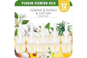‎SCENT-HI Scent-Hi Duftölflakon Set, 12x19ML Elektrischer Lufterfrischer- Hawaii, Jasmin, Baumwolle Nachfüller für Duftstecker, Räume, Bäder, Schauraum Kompatibel mit Air-Wick/Glade